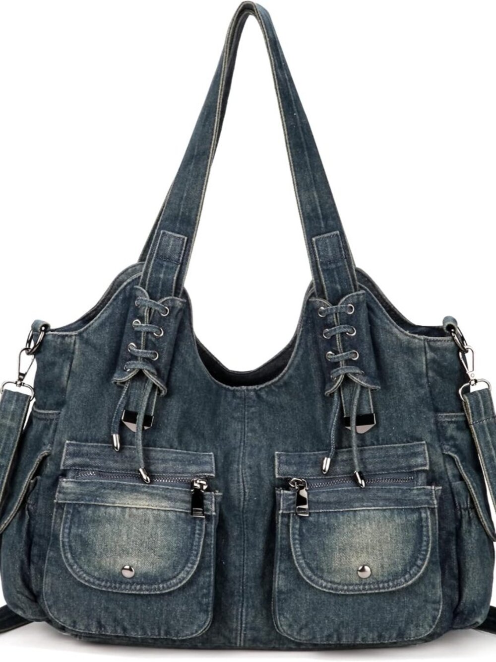 Casual Washed Denim Shoulder Bags Top Handle Lady's Hobo Bags Women Purses And H